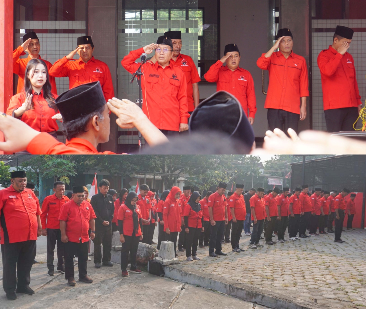 Upacara HUT ke-81 RI PDI Perjuangan Kabupaten Blitar, Haji Basori: Masyarakat Bawah Masih Butuh Perhatian untuk Rasakan Kemerdekaan seluruh peserta upacara di Kantor DPC PDI Perjuangan kabupaten Blitar Kecamatan Kanigoro 17 agustus 2026