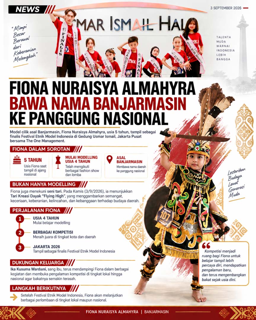 Fiona Nuraisya Almahyra Bawa Nama Banjarmasin ke Festival Etnik Model Indonesia di Jakarta